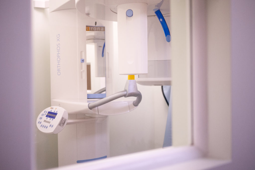 View through the window of the x-ray machine